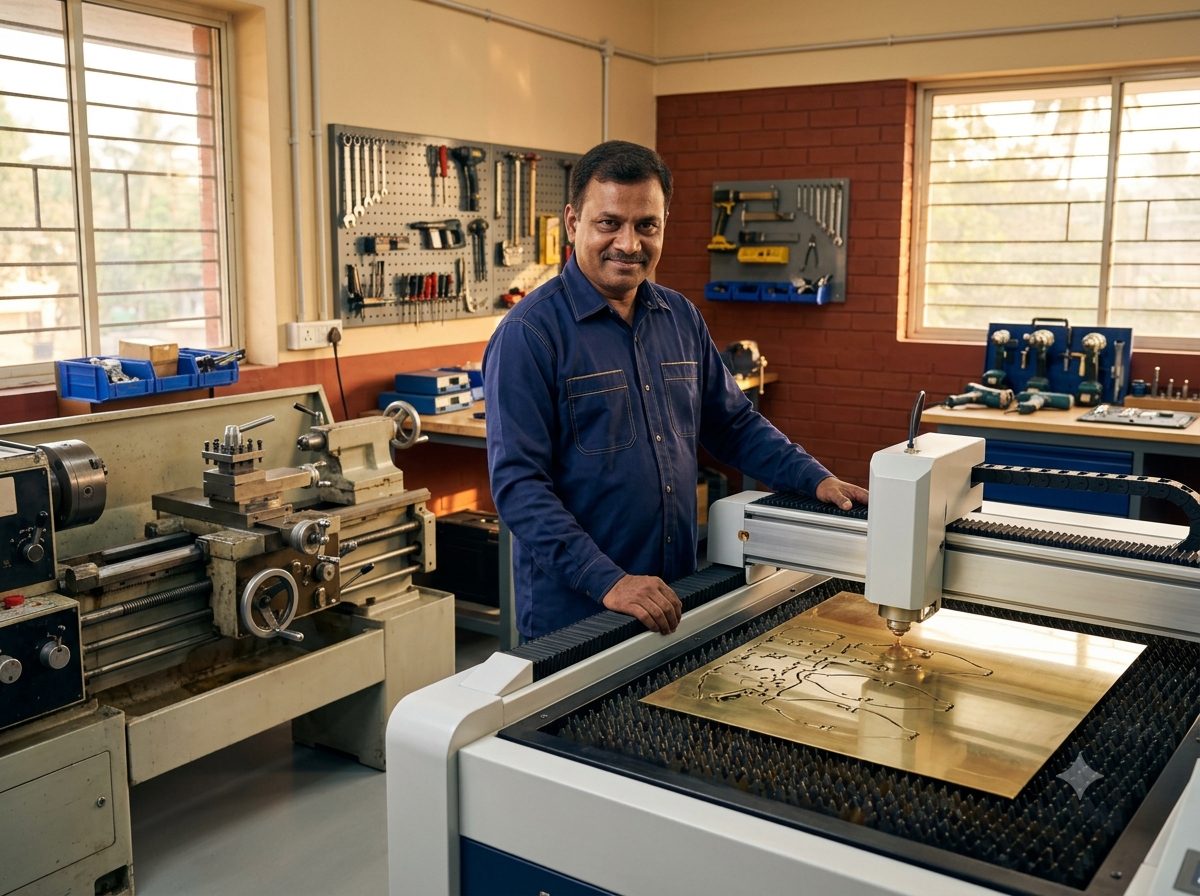 Modern workshop machinery and tools