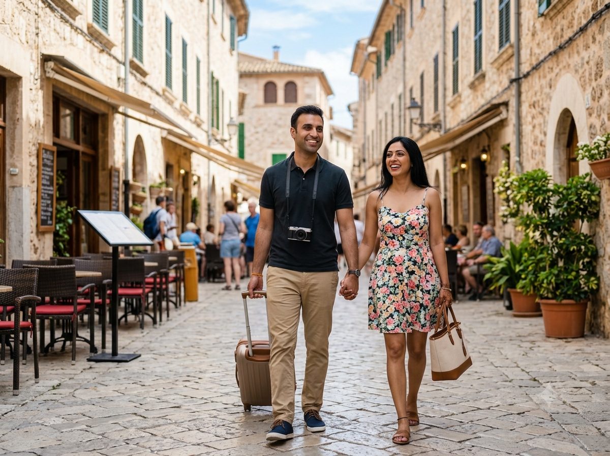 Happy couple enjoying an international holiday